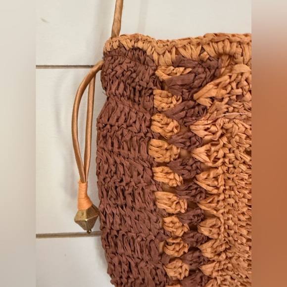 NWOT FREE PEOPLE Heatwave Mini Crossbody Woven Raffia Straw Drawstring Bohemian - Picture 7 of 16